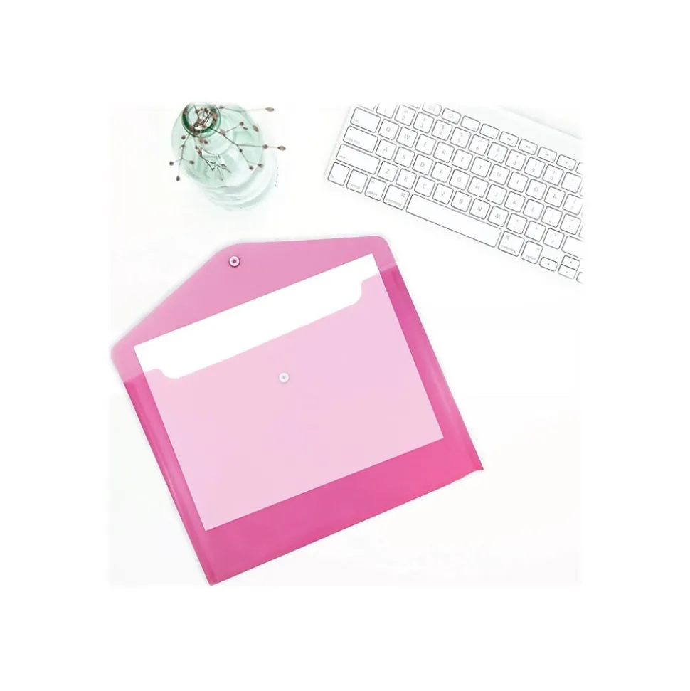 JAM Paper Plastic Envelopes with Snap Closure, Letter Size, Assorted Colors, 6/Pack (218S0RGBYPCL)