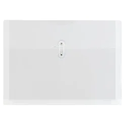 JAM Paper® Plastic Envelopes with Button and String Tie Closure, Letter Size, Clear, 12/Pack (218B1CL)