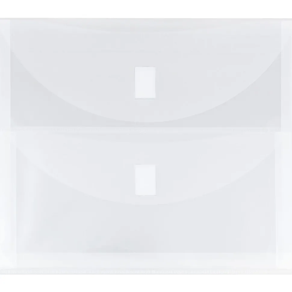 JAM Paper Plastic Multi-Pocket Envelopes with Hook & Loop, 2 Pockets, Letter Booklet, 9.5 x 11.5, Clear, 12/Pack (B35218)