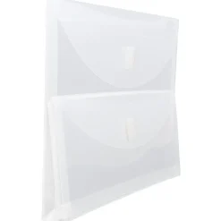JAM Paper Plastic Multi-Pocket Envelopes with Hook & Loop, 2 Pockets, Letter Booklet, 9.5 x 11.5, Clear, 12/Pack (B35218)