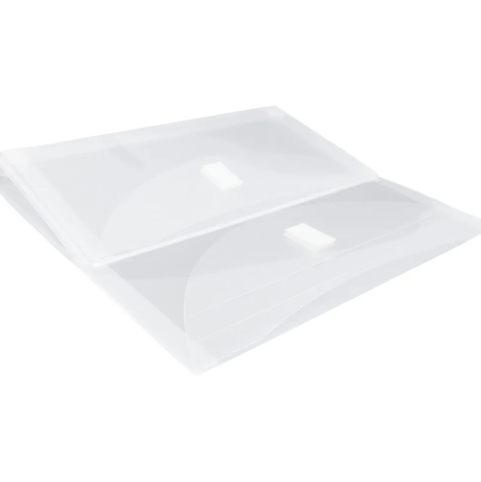 JAM Paper Plastic Multi-Pocket Envelopes with Hook & Loop, 2 Pockets, Letter Booklet, 9.5 x 11.5, Clear, 12/Pack (B35218)