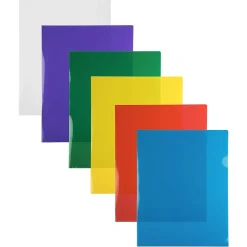 JAM Paper Plastic Sleeves, 9" x 12", Assorted Colors, 12/Pack (380SASST)