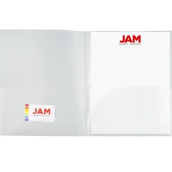 JAM Paper 6-Pocket Heavy Duty Plastic Folders, Clear, 2/Pack (389MP6cl)
