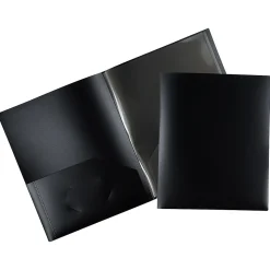 JAM Paper 6-Pocket Heavy Duty Plastic Folders, Black, 2/Pack (389MP6bl)
