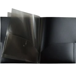 JAM Paper 6-Pocket Heavy Duty Plastic Folders, Black, 2/Pack (389MP6bl)