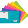 JAM Paper 2-Pocket Plastic Folders, Multicolored, Assorted Fashion, 12/Pack (383HFASSRTA)