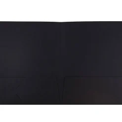 JAM Paper 2-Pocket Textured Linen Business Folders, Black, 25/Pack (386LBLA)