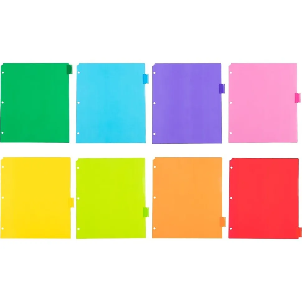 JAM Paper Poly Dividers, 8-Tab, Assorted Colors, 6 Packs (375032922A)