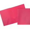 JAM Paper POP 2-Pocket Plastic Folders, Fuchsia Hot Pink, 6/Pack (382Efud)