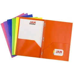 JAM Paper POP 2-Pocket Plastic Folders, Multicolored, Assorted Primary, 12/Pack (382ECBGYPOFUA)