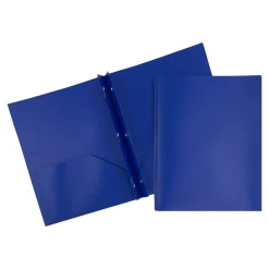 JAM Paper POP 2-Pocket Plastic Folders with Fastener, Deep Blue, 96/Carton (313525335)