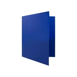 JAM Paper POP 2-Pocket Plastic Folders with Fastener, Deep Blue, 96/Carton (313525335)