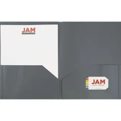 JAM Paper POP 2-Pocket Portfolio Plastic Folder, Gray, 96/Box (382EGYB)