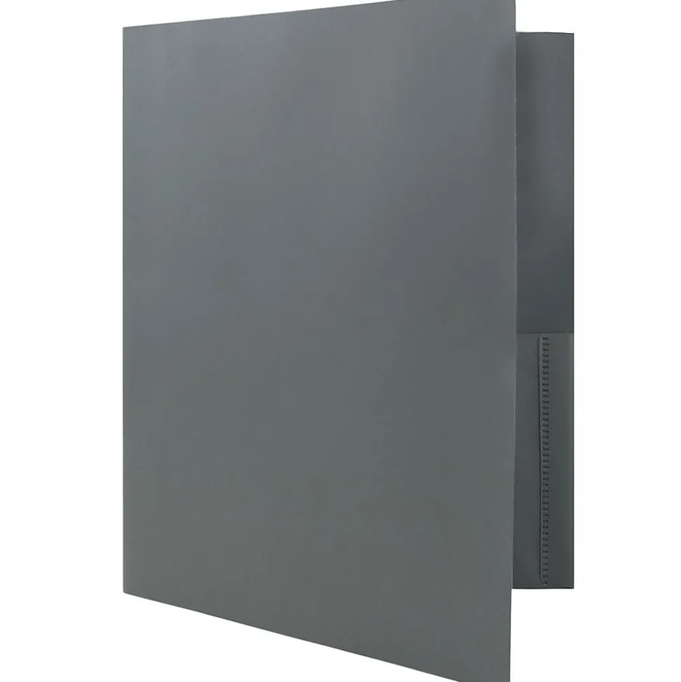 JAM Paper POP 2-Pocket Portfolio Plastic Folder, Gray, 96/Box (382EGYB)