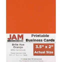JAM Paper® Printable Business Cards, 3 1/2 x 2, Orange, 100/Pack (22128342)