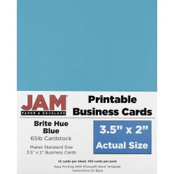 JAM Paper® Printable Business Cards, 3 1/2 x 2, Blue, 100/Pack (22128333)