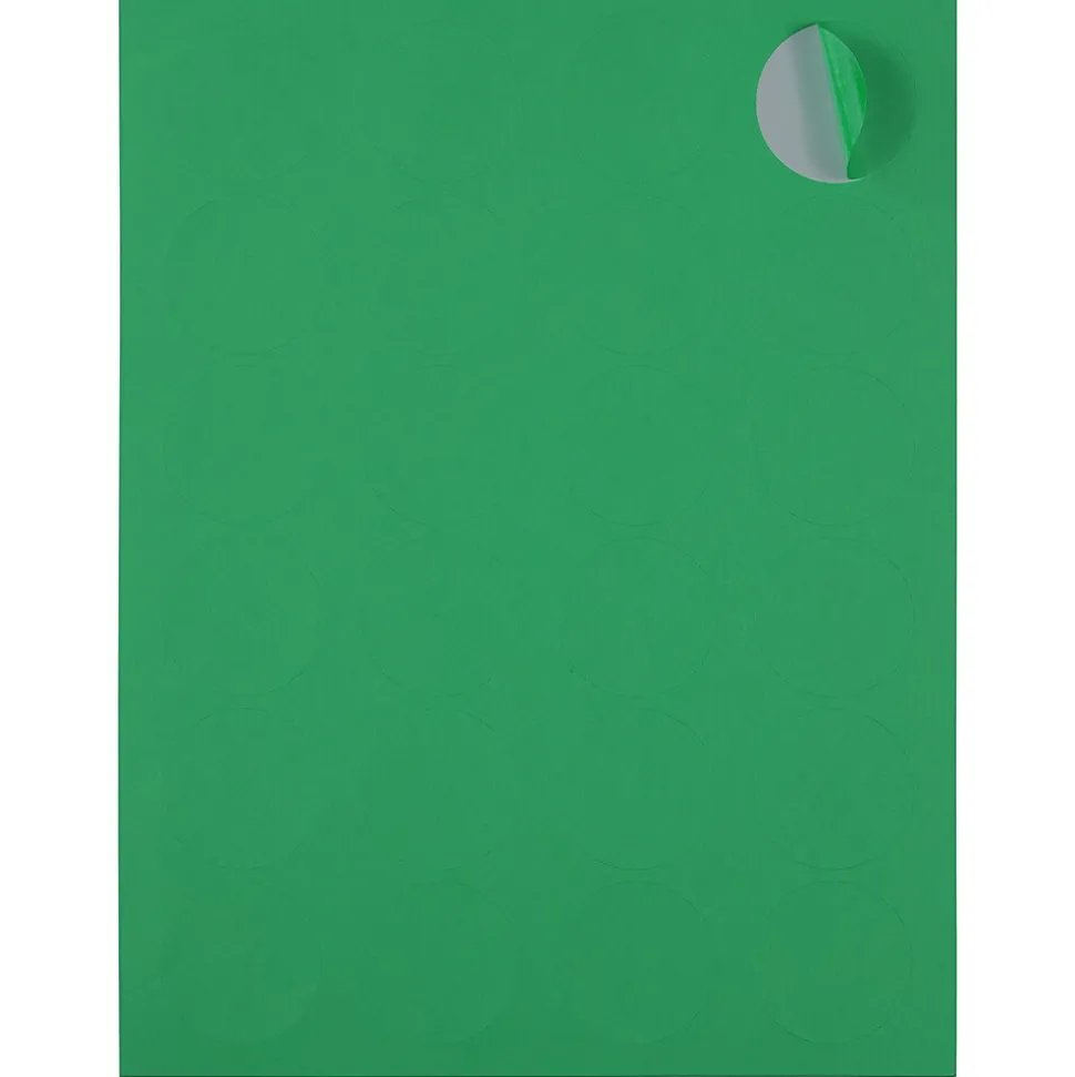 JAM Paper Round Label Sticker Seals, 1 2/3" Diameter, Green, 24 Labels/Sheet, 5 Sheets/Pack (147627041)