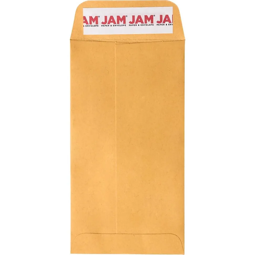 JAM Paper Self Seal #7 Coin Business Envelopes, 3 1/2" x 6 1/2", Brown Kraft Manila, 100/Pack (400238464D)