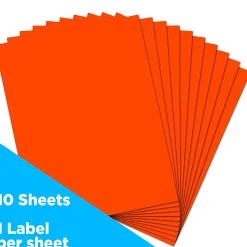 JAM Paper Shipping Labels, Full Page, 8 1/2 x 11 Sticker Paper, Neon Red, 1 Label/Sheet, 10 Labels/Pack (337628604)