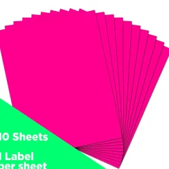 JAM Paper Shipping Labels, 8 1/2" x 11", Neon Pink, 1 Label/Sheet, 10 Labels/Pack (337628614)