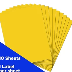 JAM Paper Shipping Labels, 8 1/2" x 11", Yellow, 1 Label/Sheet, 10 Labels/Pack (337628610)