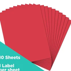 JAM Paper Shipping Labels, 8 1/2" x 11", Red, 1 Label/Sheet, 10 Labels/Pack (337628603)