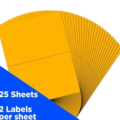JAM Paper Shipping Labels, Half Page, 5 1/2" x 8 1/2", Neon Orange, 2 Labels/Sheet, 25 Sheets/Pack (359429628)