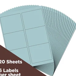 JAM Paper Shipping Labels, 3 3/8" x 4", Baby Blue, 6 Labels/Sheet, 20 Sheets/Pack (4052898)