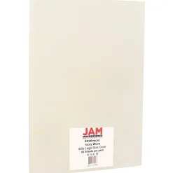 JAM Paper Strathmore 80 lb. Cardstock Paper, 8.5" x 14", Ivory White Wove, 50 Sheets/Pack (17428906)