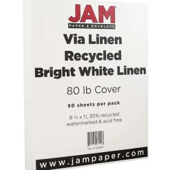 JAM Paper Strathmore 80 lb. Cardstock Paper, 8.5" x 11", Bright White, 50 Sheets/Pack (144000)