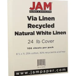 JAM Paper® Strathmore 24lb Paper, 8.5 x 11, Natural White Linen, 100 Sheets/Pack (143530)