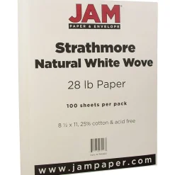 JAM PaperĀ® Strathmore 28lb Paper, 8.5 x 11, Natural White Wove, 100 Sheets/Pack (194889)