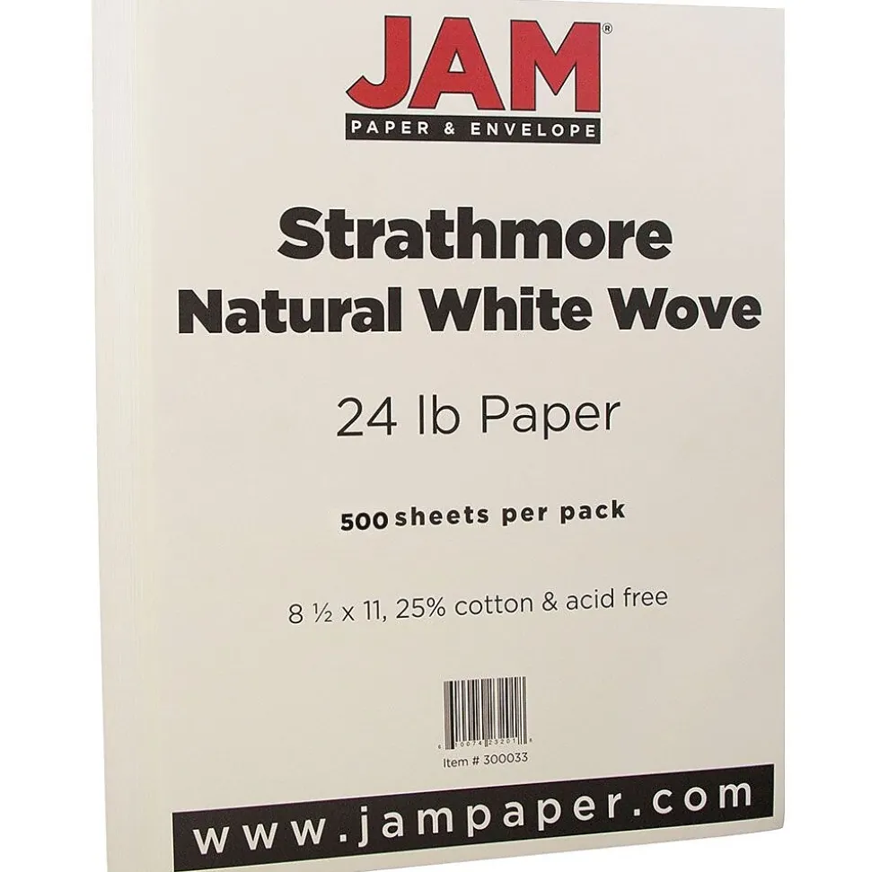 JAM Paper® Strathmore 24lb Paper, 8.5 x 11, Natural White Wove, 500 Sheets/Ream (300033B)
