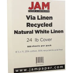 JAM Paper® Strathmore 24lb Paper, 8.5 x 11, Natural White Linen, 500 Sheets/Ream (143530B)