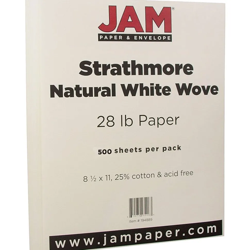JAM Paper® Strathmore 28lb Paper, 8.5 x 11, Natural White Wove, 500 Sheets/Ream (194889B)