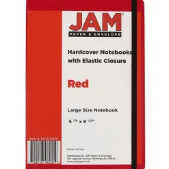 JAM Paper 1-Subject Pocket Notebook, 5.875" x 8.5", Narrow Ruled, 100 Sheets, Red (340526610)