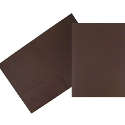 JAM Paper Two-Pocket Textured Linen Business Folders, Chocolate Brown, 50/Box(386LBRC)