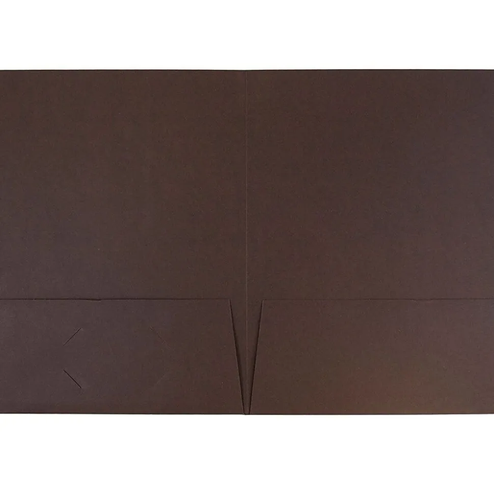JAM Paper Two-Pocket Textured Linen Business Folders, Chocolate Brown, 50/Box(386LBRC)