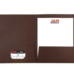 JAM Paper Two-Pocket Textured Linen Business Folders, Chocolate Brown, 50/Box(386LBRC)