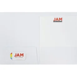 JAM Paper Two-Pocket Textured Linen Business Folders, White, 6/Pack (95448D)