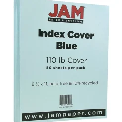 JAM Paper Vellum Bristol 100 lb. Cardstock Paper, 8.5" x 11", Blue, 50 Sheets/Pack (216916789)