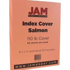 JAM Paper Vellum Bristol 110 lb. Cardstock Paper, 8.5" x 11", Salmon Pink, 50 Sheets/Pack (169856)