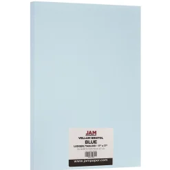 JAM Paper® Vellum Bristol 67lb Colored Cardstock, 11 x 17 Tabloid Coverstock, Blue, 50 Sheets/Pack (16932831)