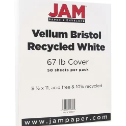 JAM Paper Vellum Bristol 67 lb. Cardstock Paper, 8.5" x 11", White, 50 Sheets/Pack (169834)