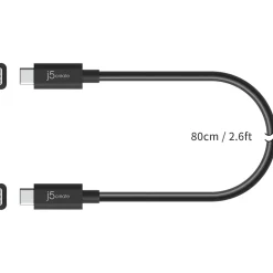j5create 2.6' USB C to USB C Power Cable, Male to Male, Black (JUC28L08)