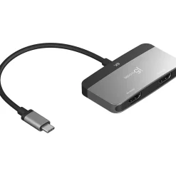 j5create 0.66' USB-C to Dual HDMI Display Adapter, Space Gray/Black (JCA465)