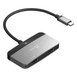 j5create 0.66' USB-C to Dual HDMI Display Adapter, Space Gray/Black (JCA465)