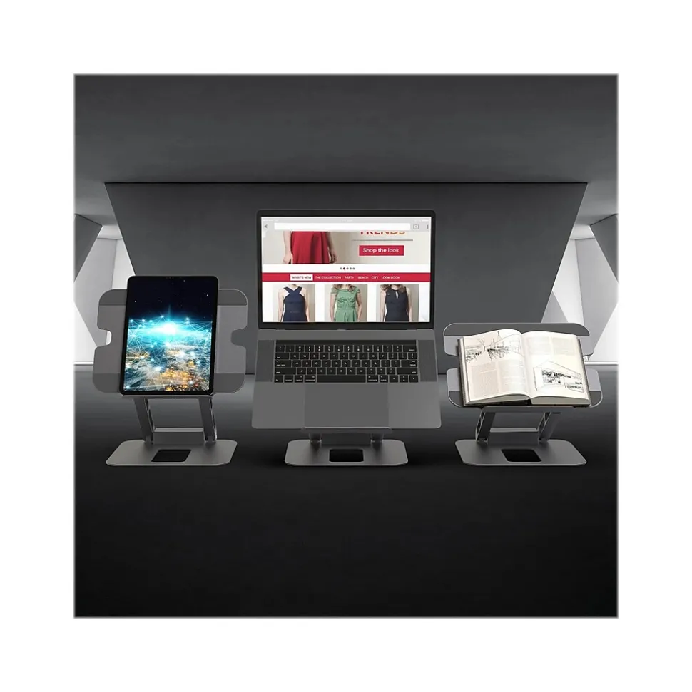 j5create 11.4" x 8.9" Aluminum Multi-Angle Dual-HDMI Docking Stand, Space Gray/Silver (JTS427)