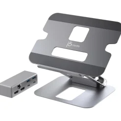 j5create 8.9" x 2.08" Aluminum Multi-Angle Dual-HDMI Docking Stand, Space Gray (JTS427)