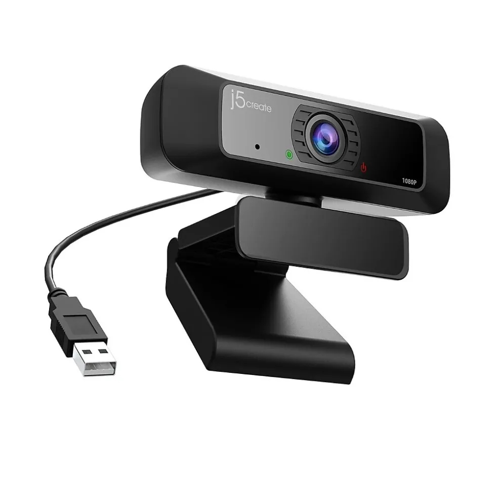 J5create Create 2 USB 360° Rotation & 1080P HD Webcam, 2 Megapixels, Black (JVCU100)
